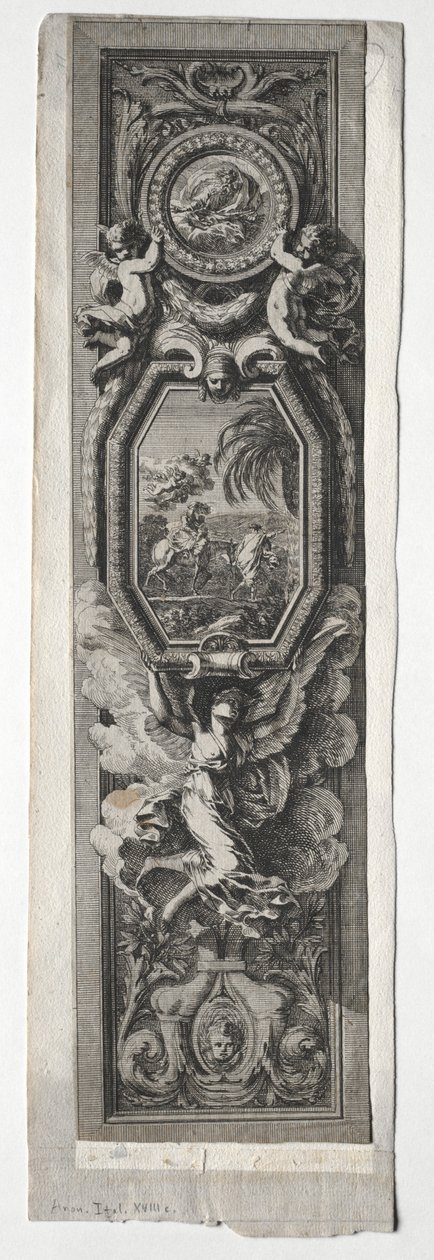 Panel med vignet af flugten til Egypten af Unknown artist