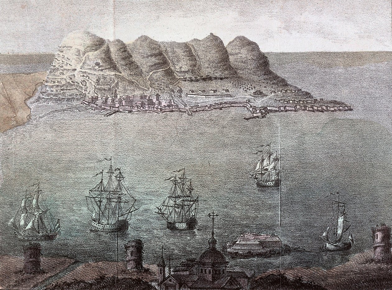 Panoramaudsigt over Gibraltar og Detroit. 1800-tallets Madrid, Nationalbiblioteket af Unknown artist