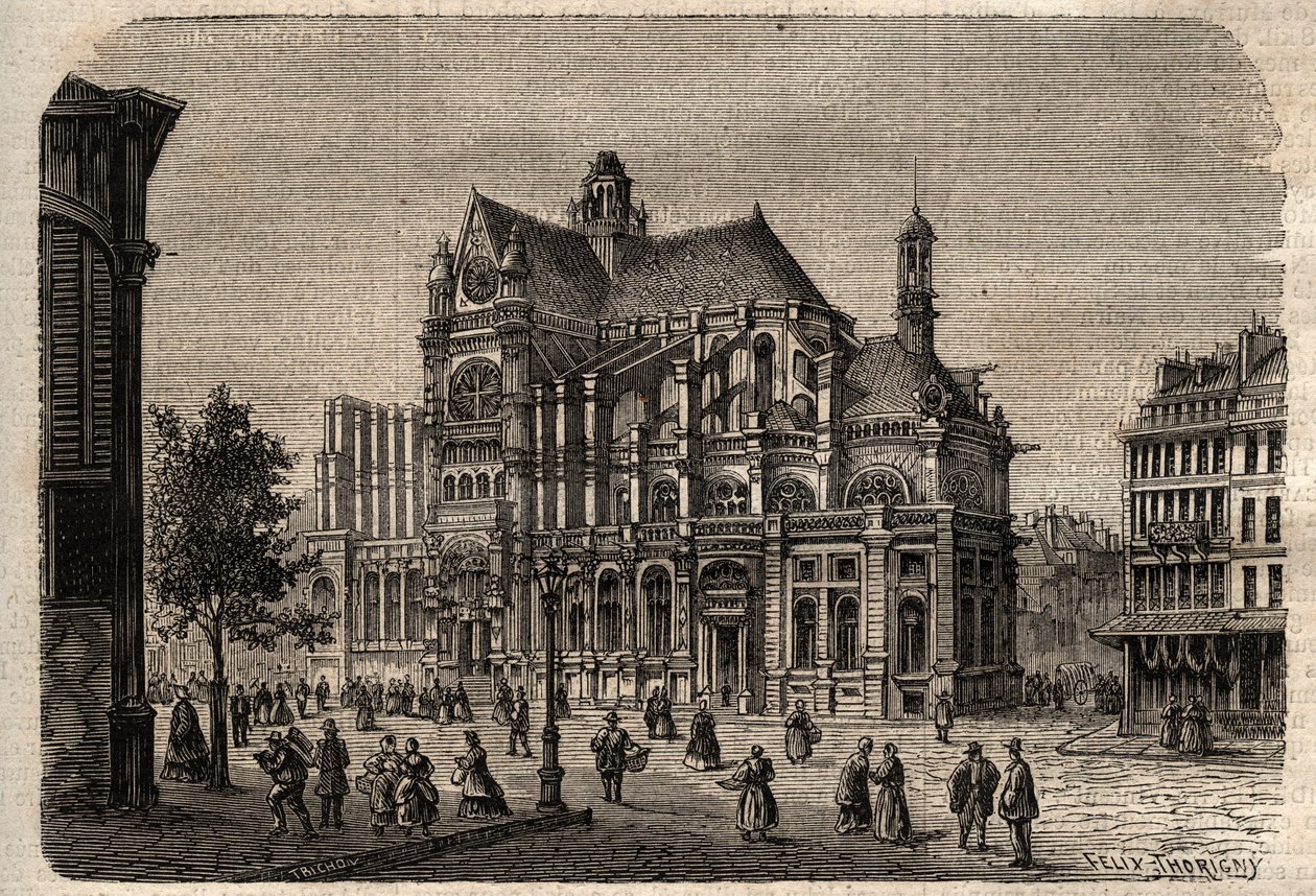 Paris, Ile-de-France, Frankrig - Saint-Eustache-kirken (1800-tallet) - af Unknown artist
