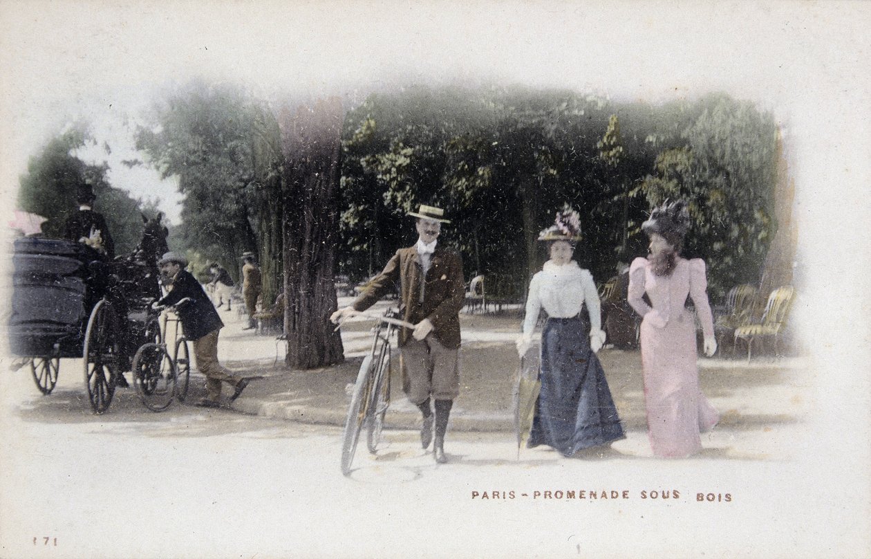 Paris, promenade sous bois - postkort, slutningen af det 19. århundrede af Unknown artist