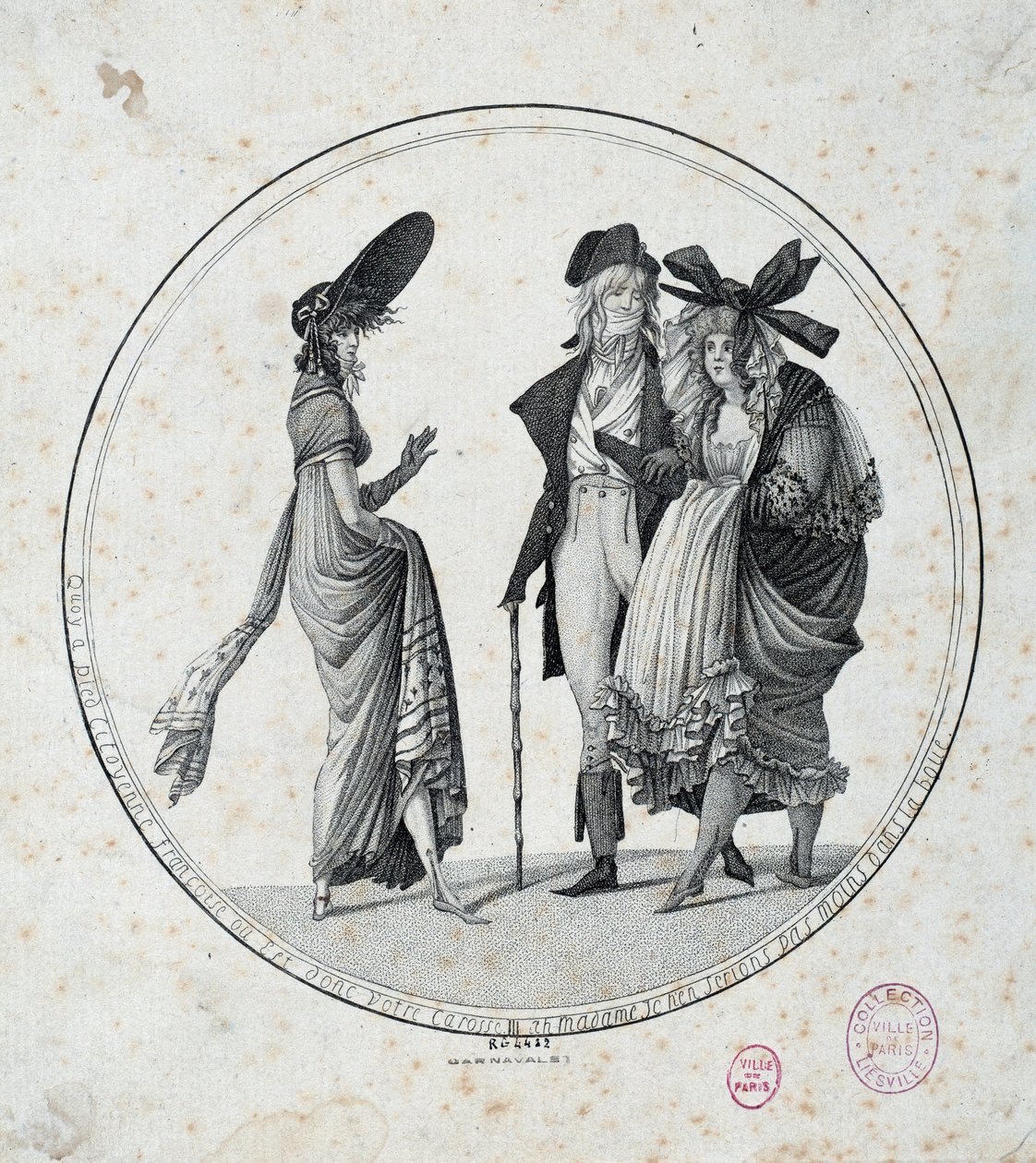 Parisisk mode: "" Amazing and wonderful"" Gravering fra 1795 Paris, Musee Carnavalet af Unknown artist