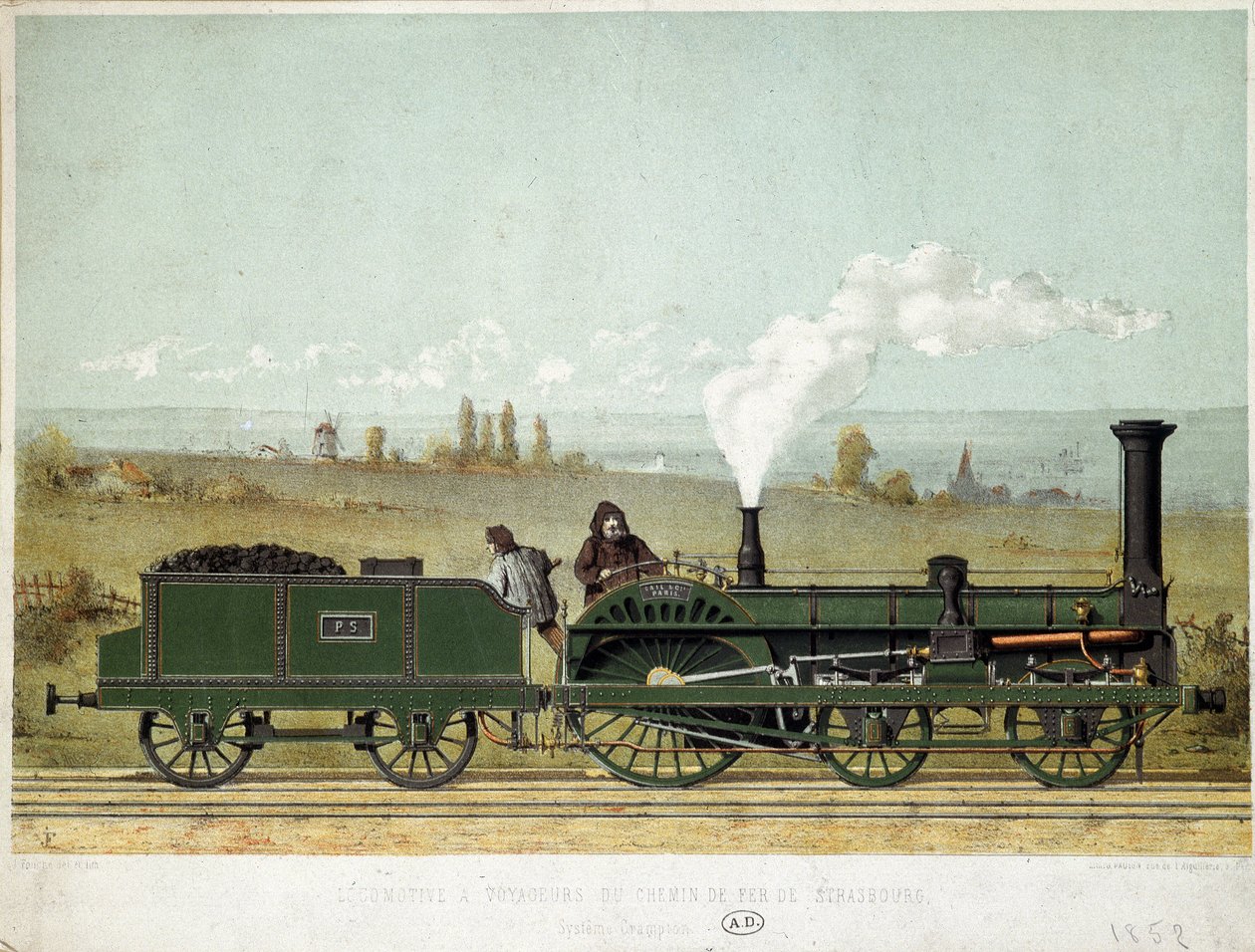 Passagerlokomotiv for Strasbourg Railway (Crampton-systemet) af Unknown artist