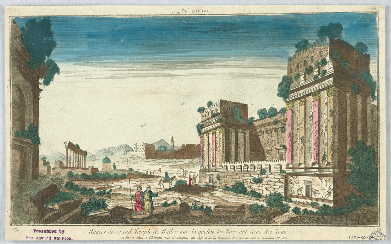 Peep-show, Balbec Pl. 4, Ruinerne af det store Balbecs tempel, hvorpå tyrkerne rejste tårne, 60 af Unknown artist