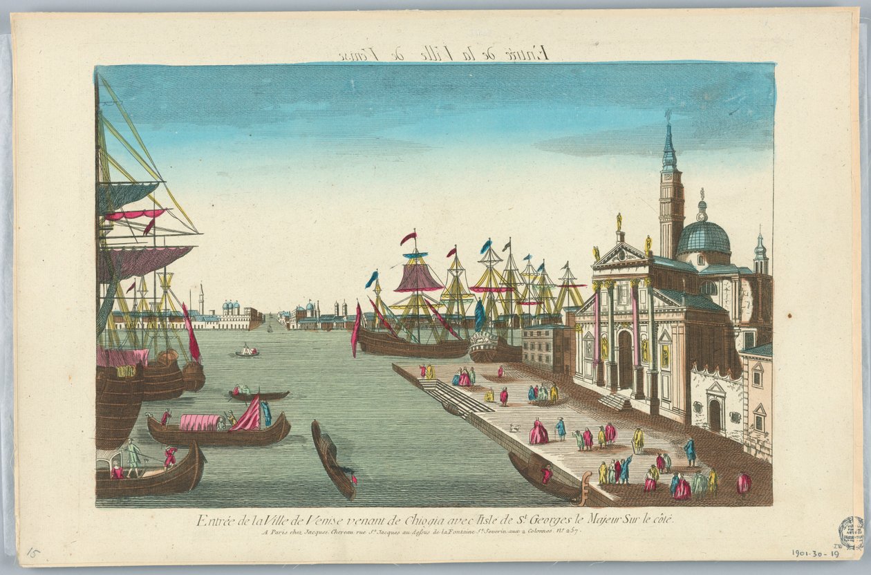 Peep-show, indgang til byen Venedig kommer fra Chiogia med øen St. George den Store på siden af Unknown artist