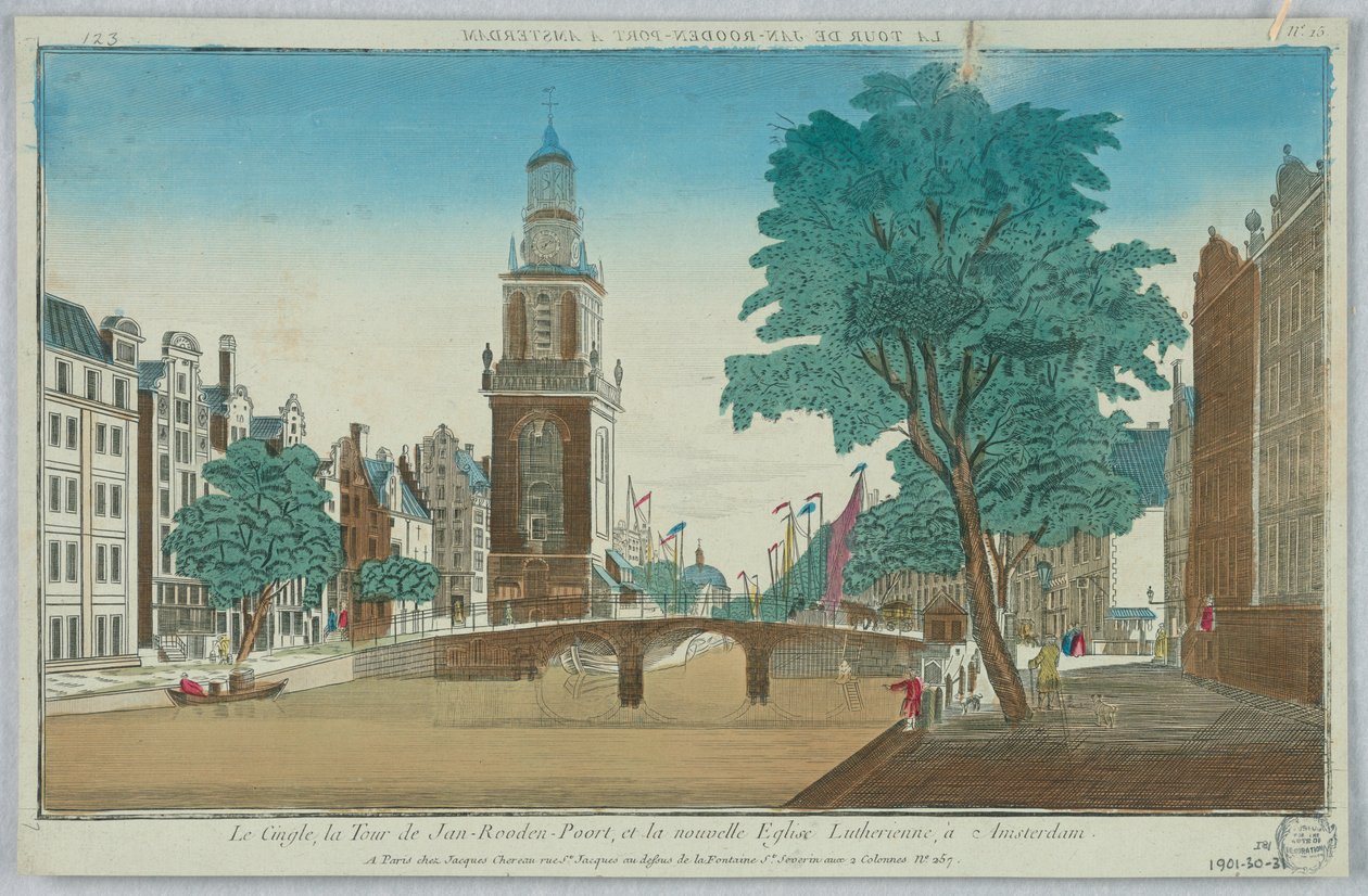Peep-show, The Cingle, Jan-Rooden-Poort-tårnet og den nye lutherske kirke i Amsterdam, nr. 15 af Unknown artist