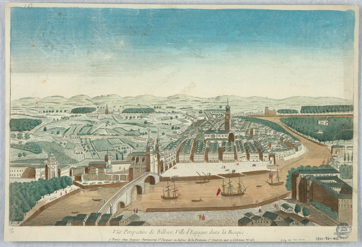 Peep-show, Perspektiv udsigt over Bilbao, Spaniens by i Biscayen af Unknown artist
