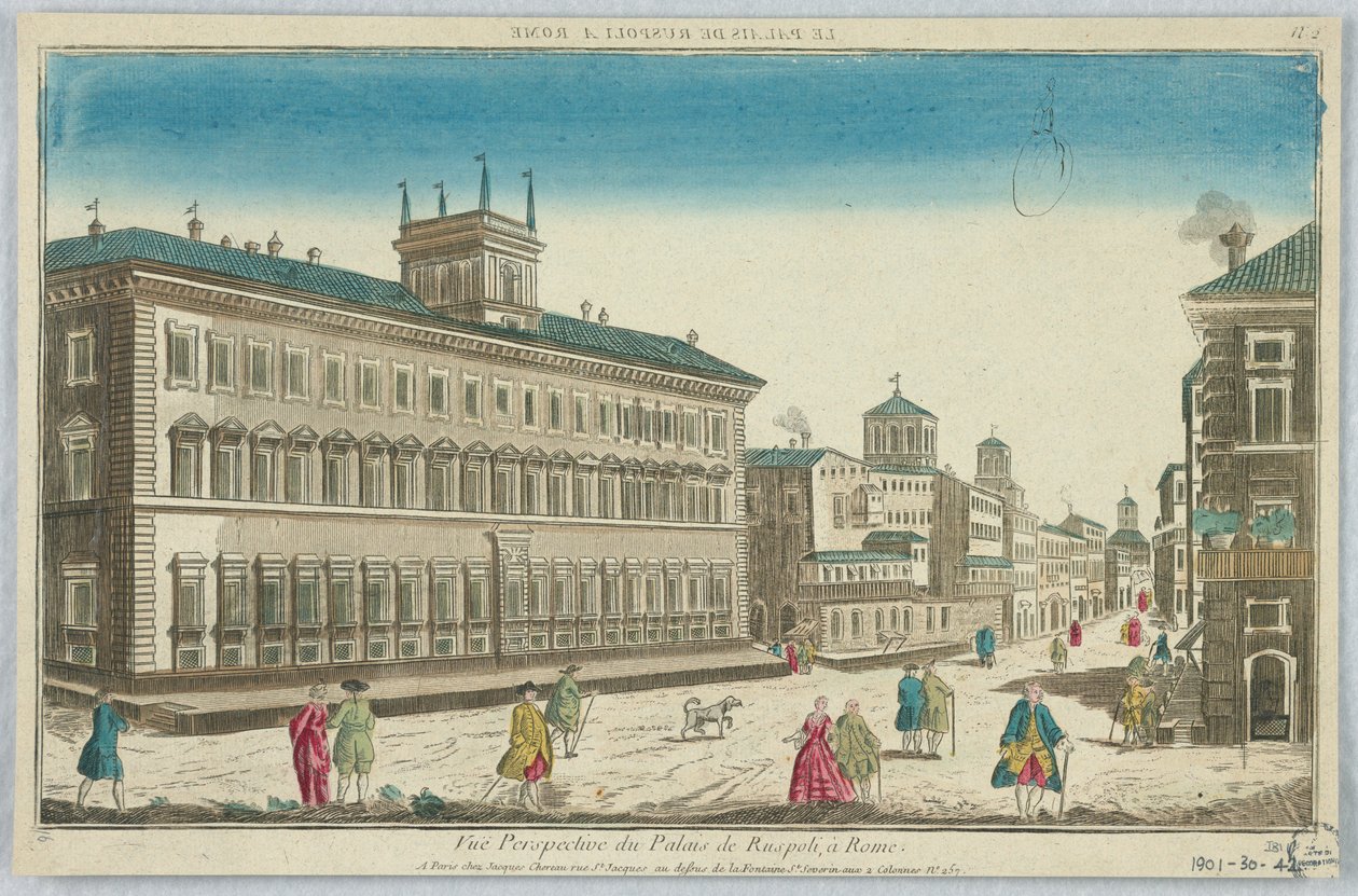 Peep-show, Perspektiv udsigt over Ruspoli-paladset, i Rom, nr. 2 af Unknown artist