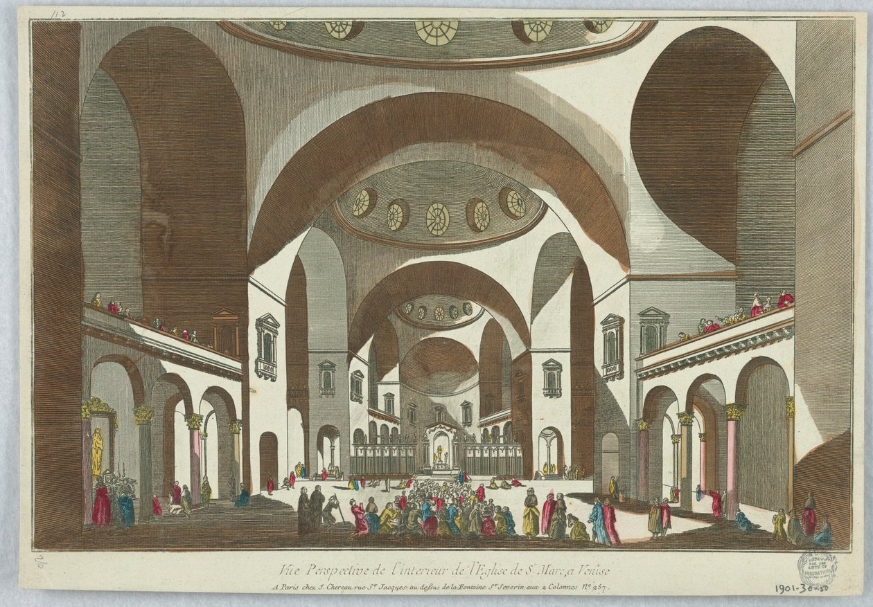 Peep-show, perspektivisk udsigt over det indre af Markuskirken i Venedig af Unknown artist