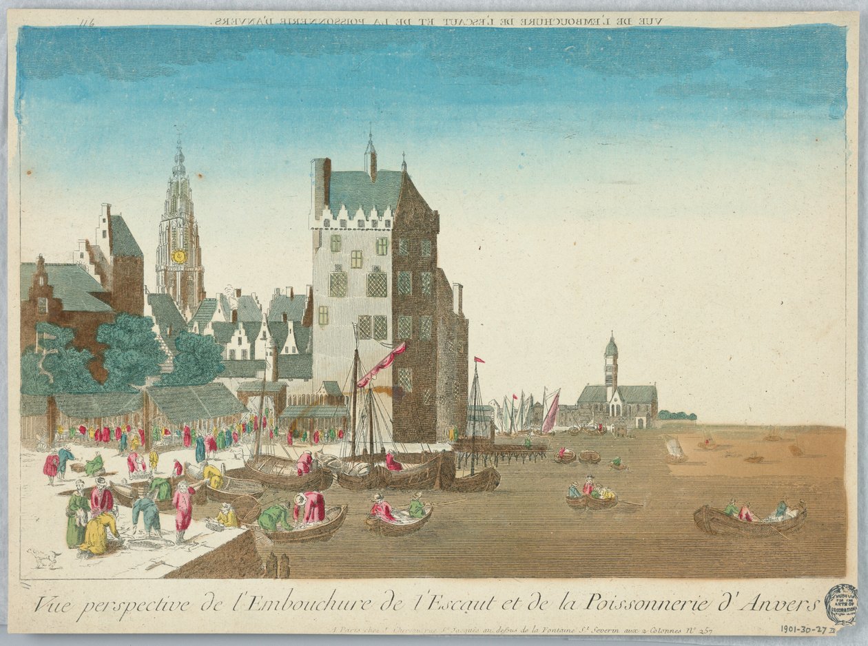 Peep-show, perspektivisk udsigt over Scheldemundingen og Antwerpens Possonry af Unknown artist