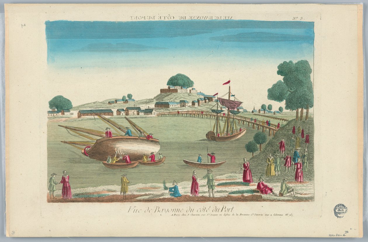 Peep-show, Udsigt over Bayonne fra Port Side, nr. 3 af Unknown artist
