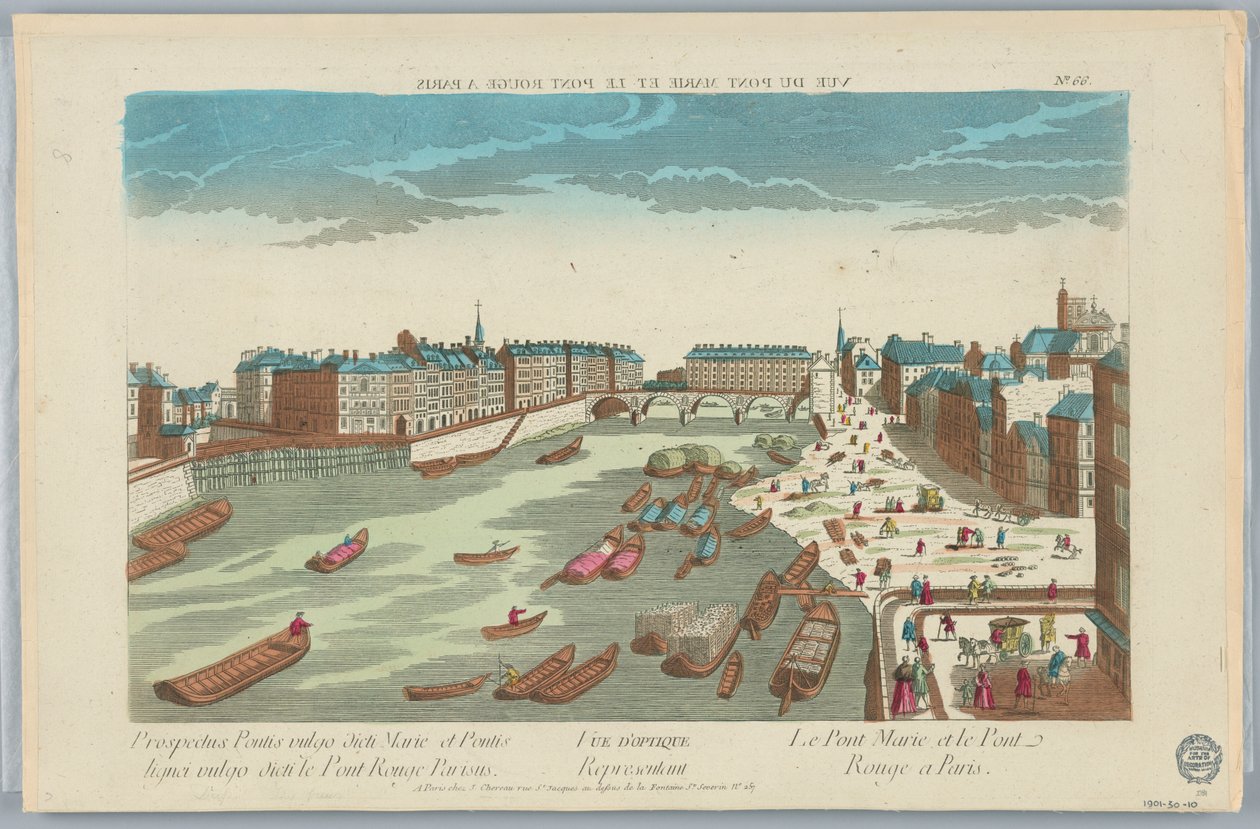 Peep-show, optisk visning, der repræsenterer Pont Marie og Pont Rouge i Paris, nr. 66 af Unknown artist