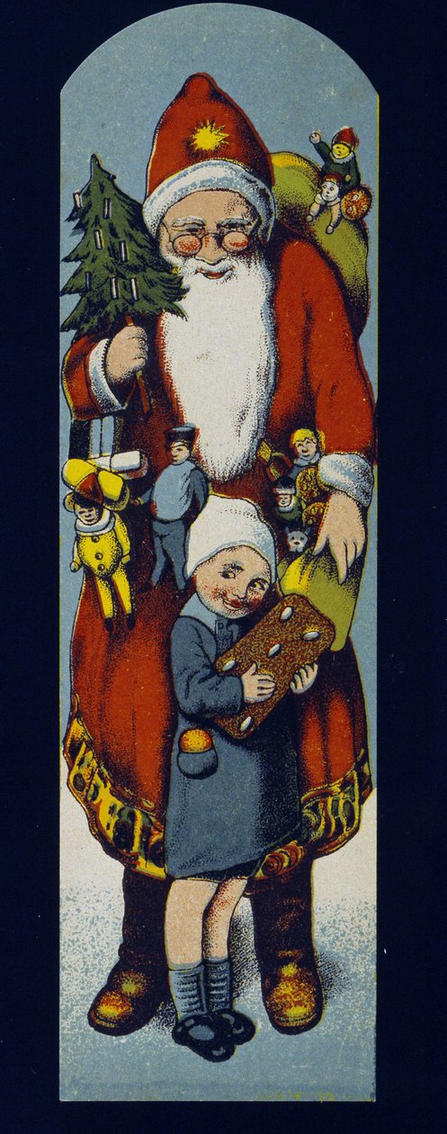 Pere Noel, pap fordelt i indpakning af honningkager. sd. slutningen af det 19. århundrede. af Unknown artist