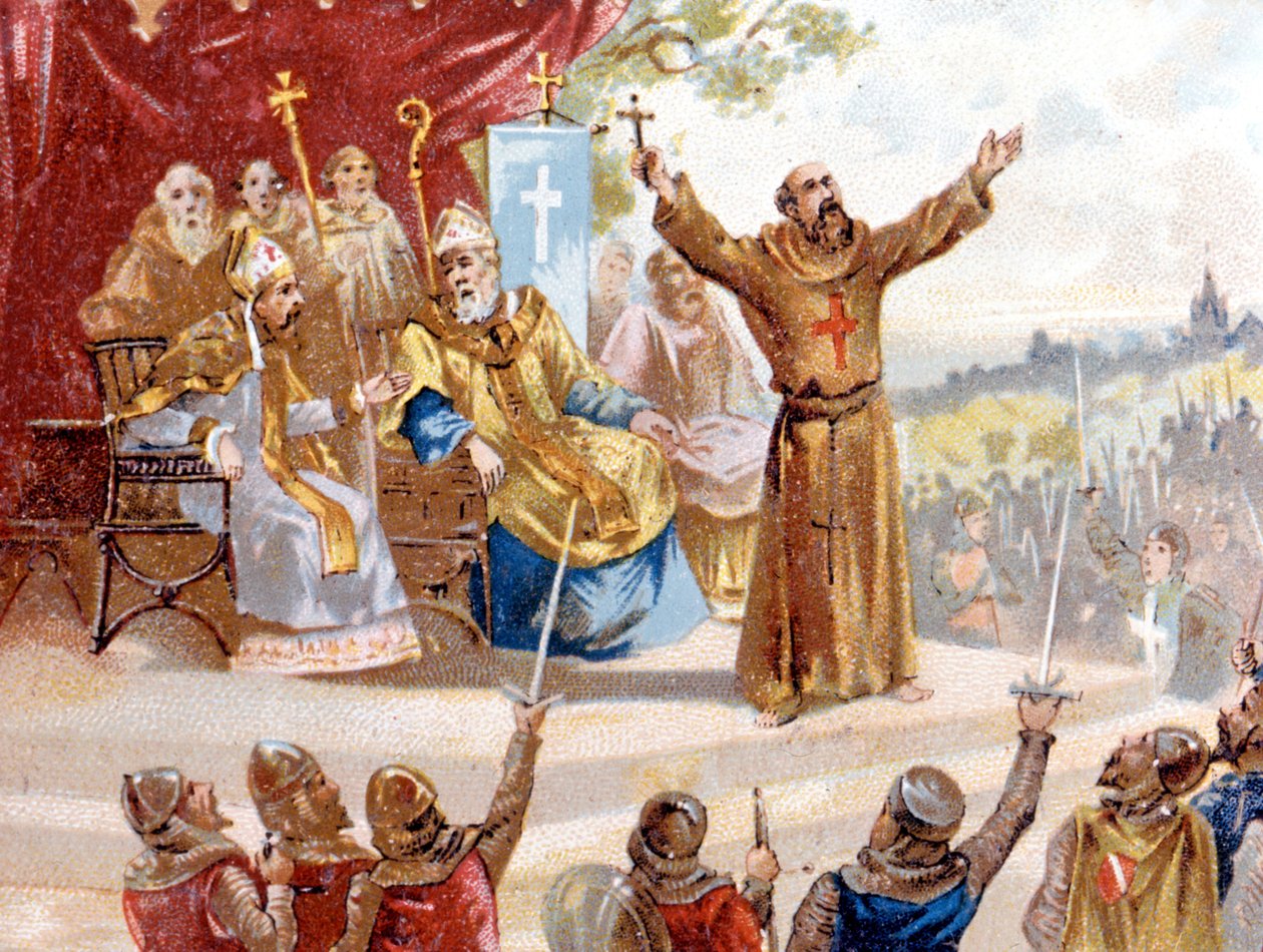 Eremitten Peter prædiker korstoget (1095 - 1099) af Unknown artist
