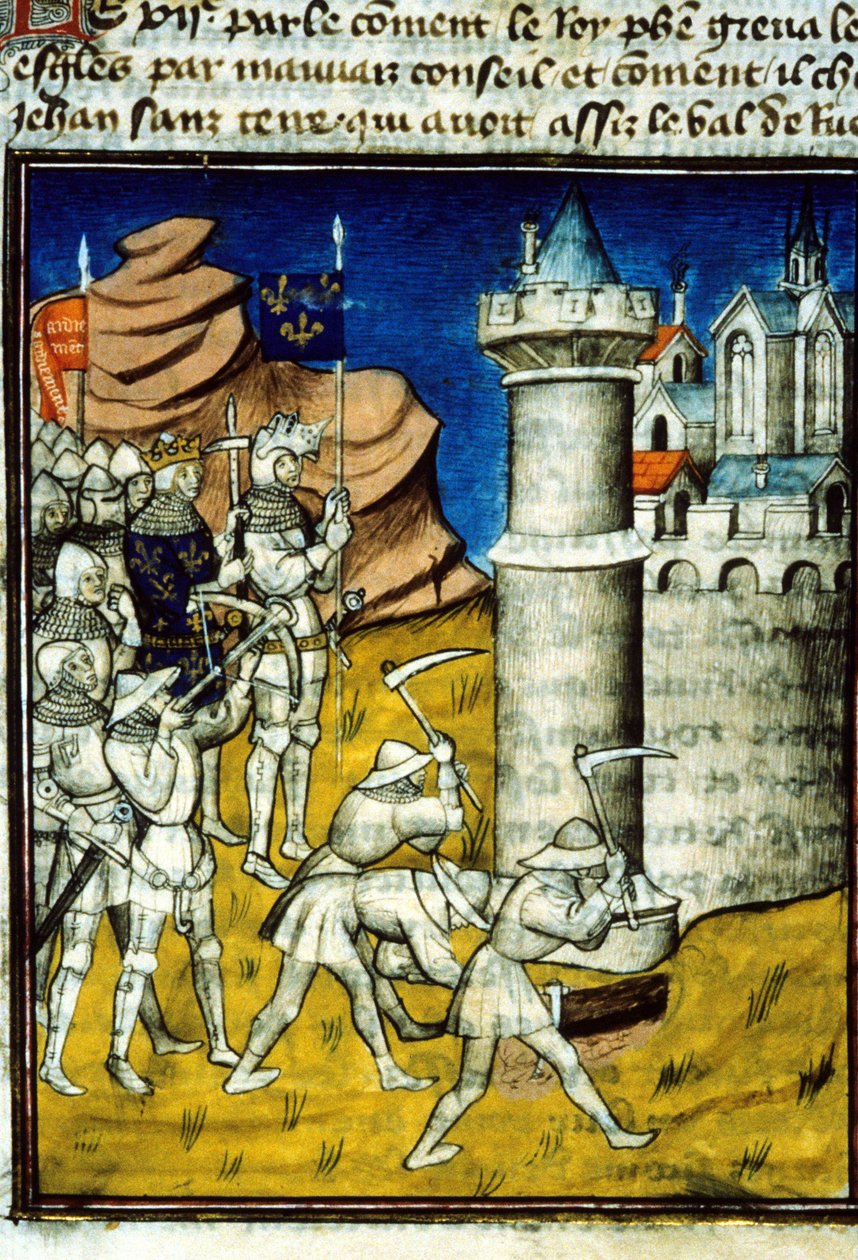 Philip II Auguste (1165-1223) en Chinon - Miniature i "" Grandes chronicles de Saint-Denis", slutningen af det 14. århundrede. (ref. 512, 237r) Ansøgning om autorisation til Bibliotheque Municipale de Toulouse (tlf.: 05 62 27 66 66) af Unknown artist