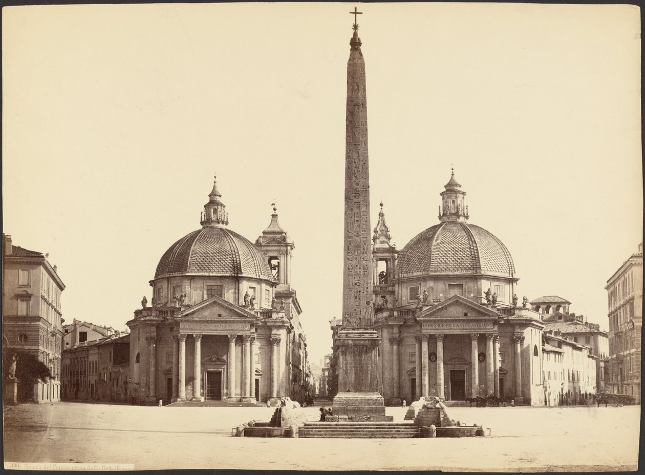 Piazza del Popolo taget fra porten (Rom) af Unknown artist