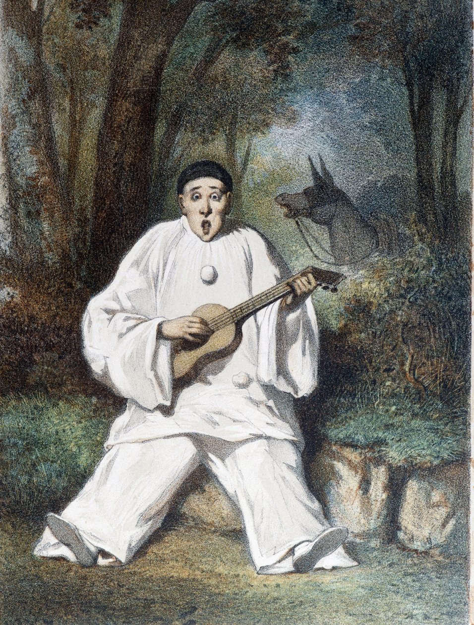 Pjerrot spiller guitar - n.d., slutningen af det 19. århundrede af Unknown artist