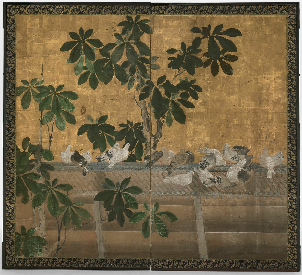 Pigeons and Rhododendrons af Unknown artist