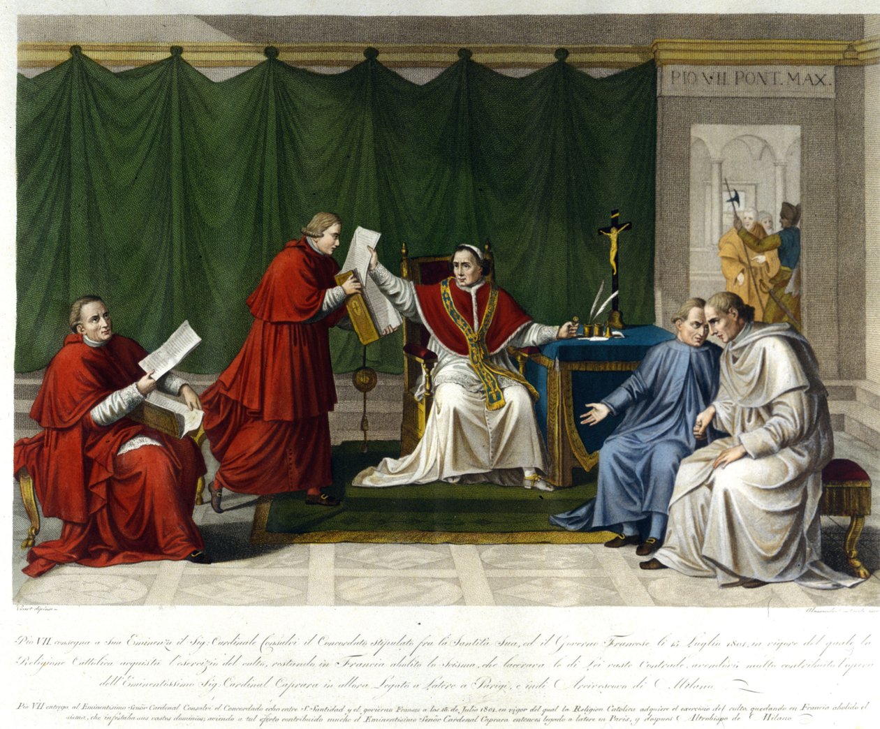 Pius VII (1742 - 1823) skrev til kardinal Consalvi Konkordatet mellem Den Hellige Stol og Frankrig den 15. juli af Unknown artist