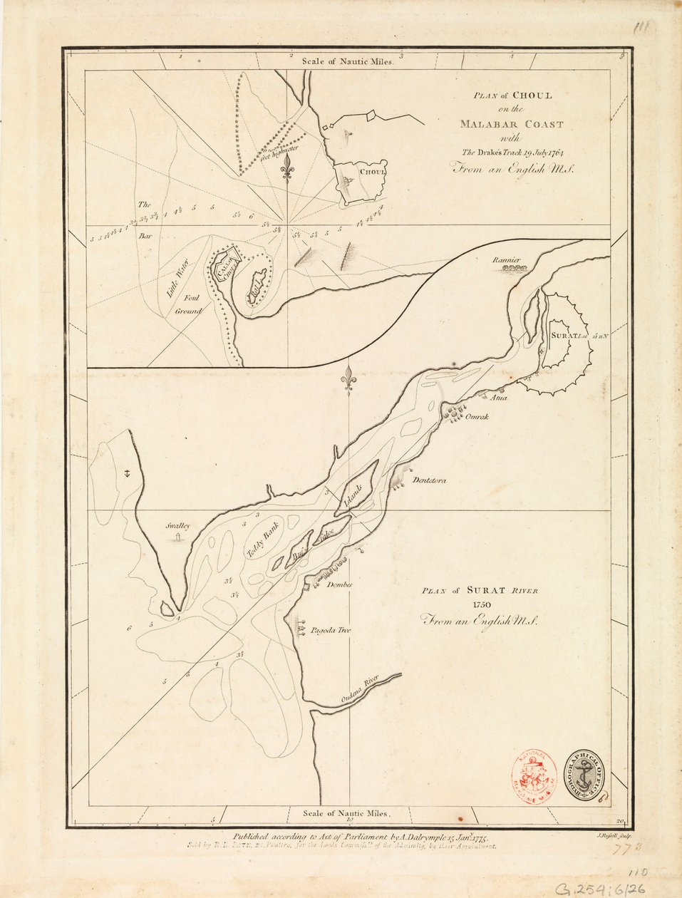 Plan over Choul og Surat-floden af Unknown artist