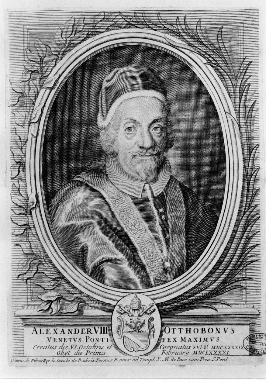 Pave Alexander VIII (1610 - 1691). af Unknown artist