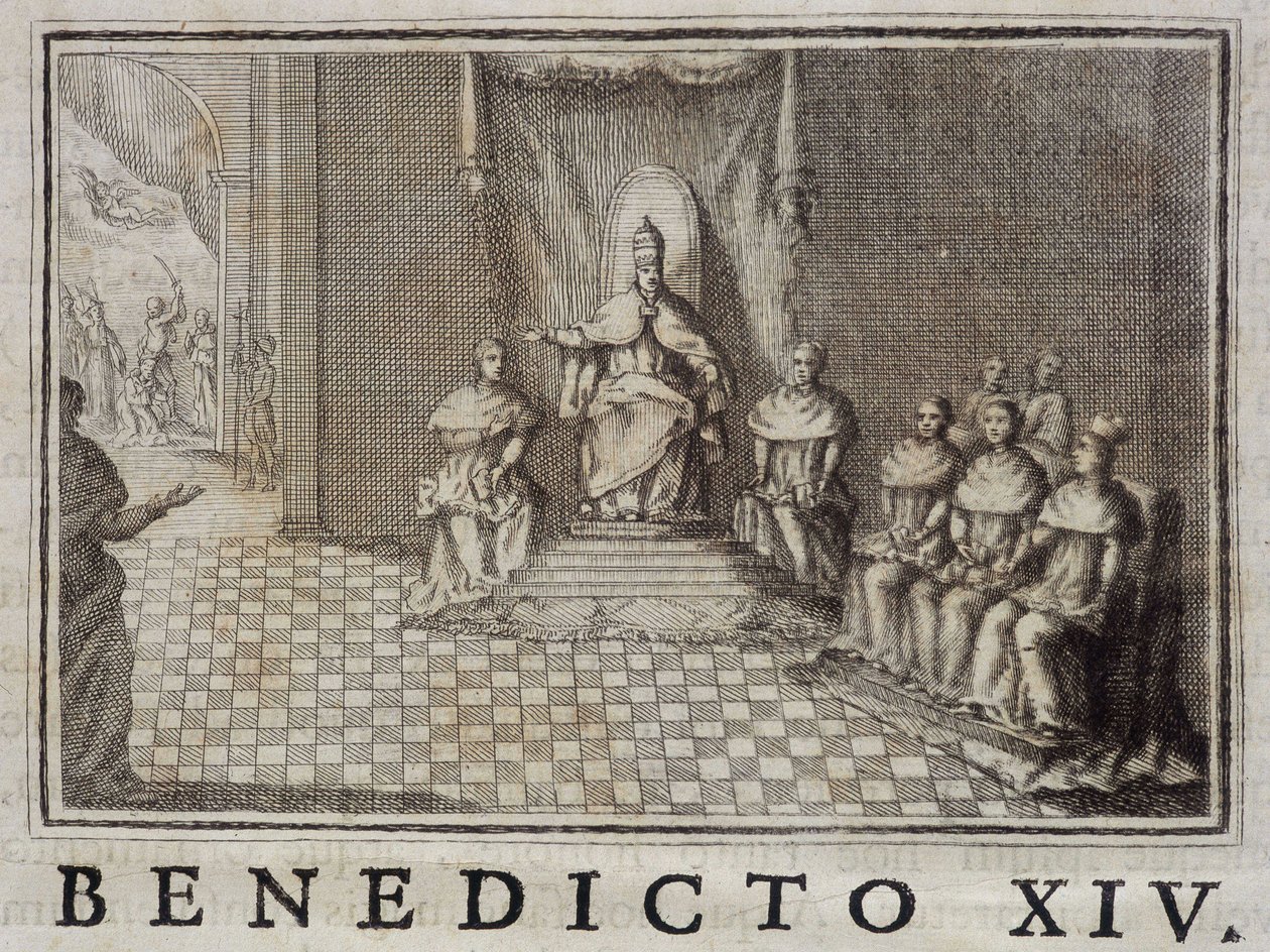 Pave Benedikt XIV (1740-1758) i "" Annals of the Order of Preachers"" af Thomas-Mary Mamachi, Rom af Unknown artist