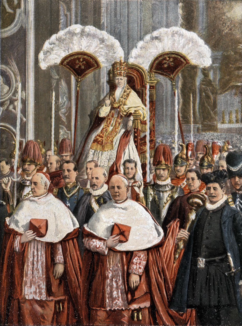 Pave Leon XIII (Leo 13) (Gioacchino Pecci 1810-1903) i Peterskirken i Rom. af Unknown artist