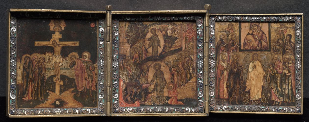 Bærbart triptykon ikon af Unknown artist