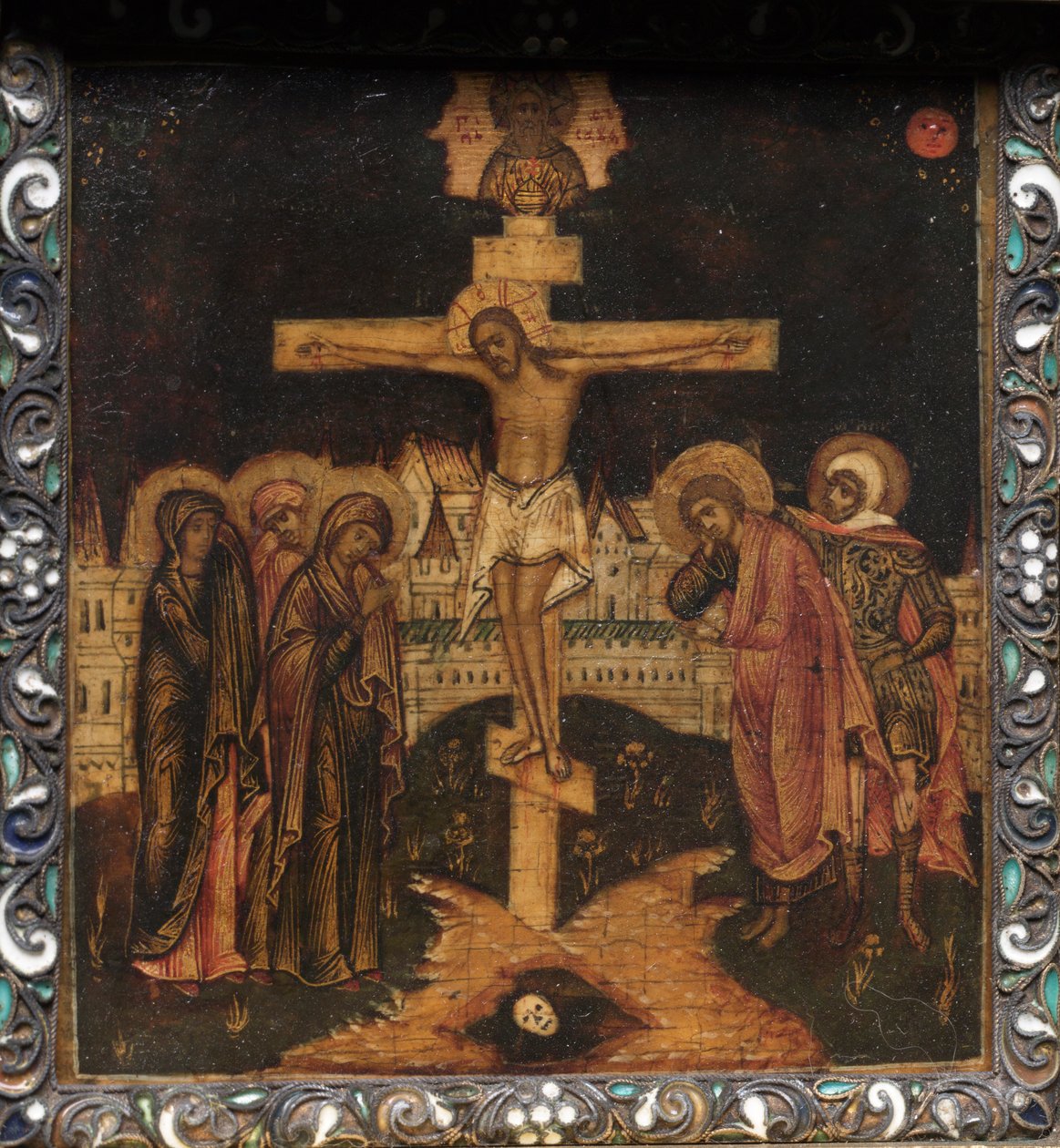 Bærbart Triptykon-ikon: Korsfæstelsen af Unknown artist