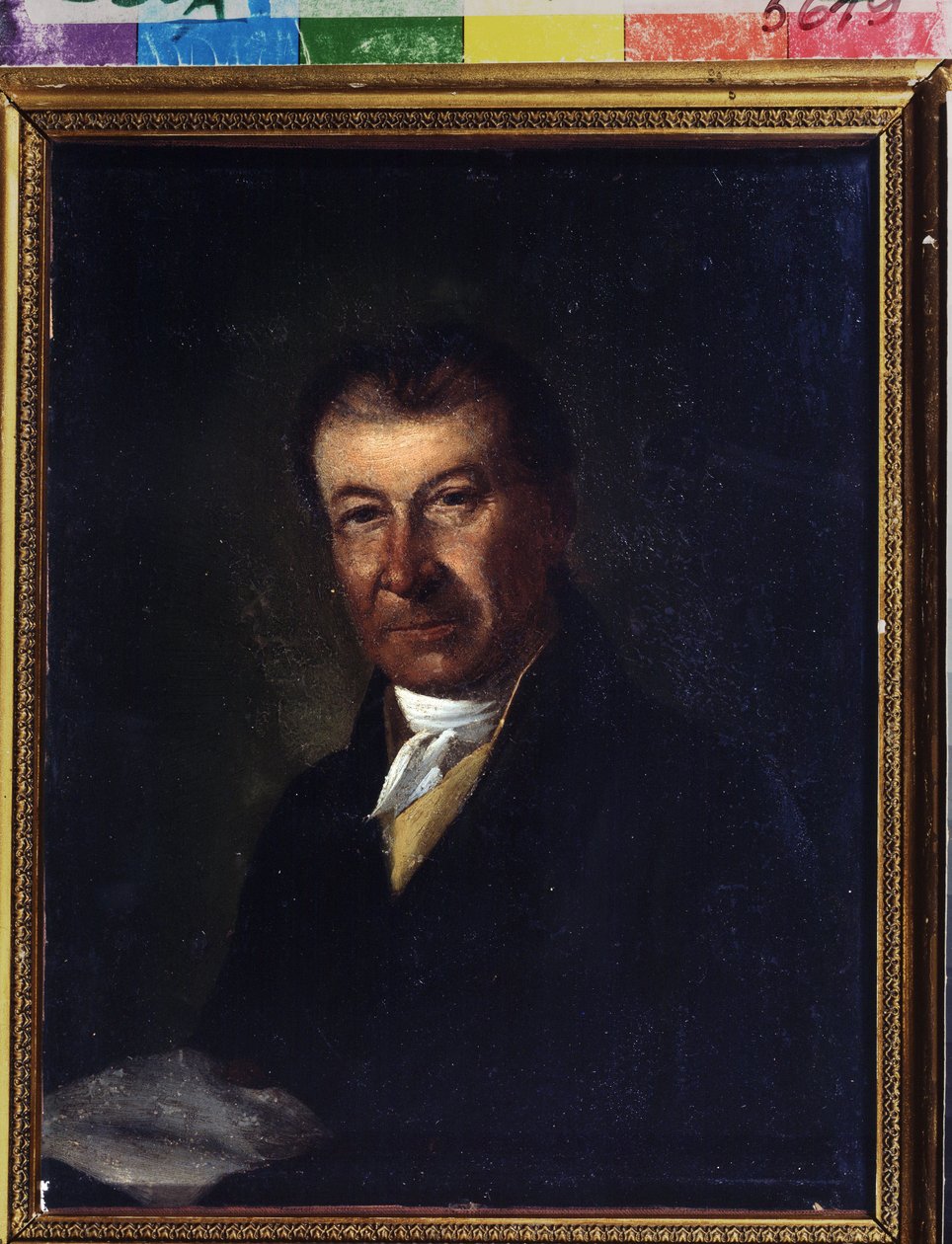 Portræt af komponisten Dmitry Bortniansky (1751-1825) (Portræt af komponisten Dmitry Bortninansky). Anonymt maleri. Olie på lærred, 26,3 x 20,7 cm, slutningen af ​​1700-tallet. Klassicisme. State Central A. Bakhrushin Theatre Museum, Moskva. af Unknown artist