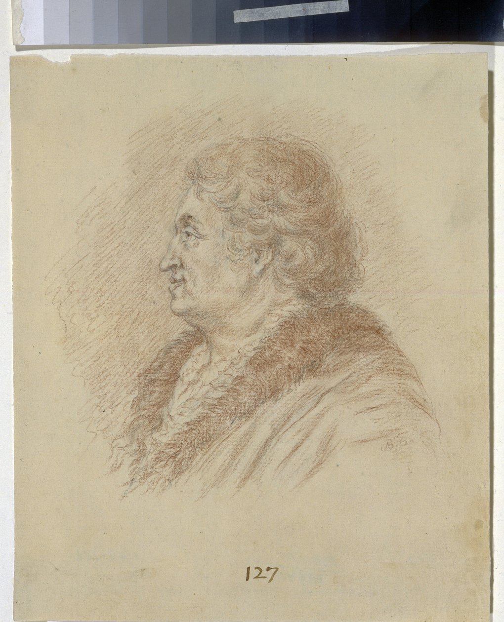Portræt af prinsen af ​​Tauris, generalmarskal og statsmand Grigori Aleksandrovich Potemkin (Potyomkin) (1739-1791). (Portræt af prinsen af ​​Tauris, generalfeltmarskal, statsmand G. A. Potyomkin). Anonym tegning, blyant, sangvinsk på papir. art ro af Unknown artist