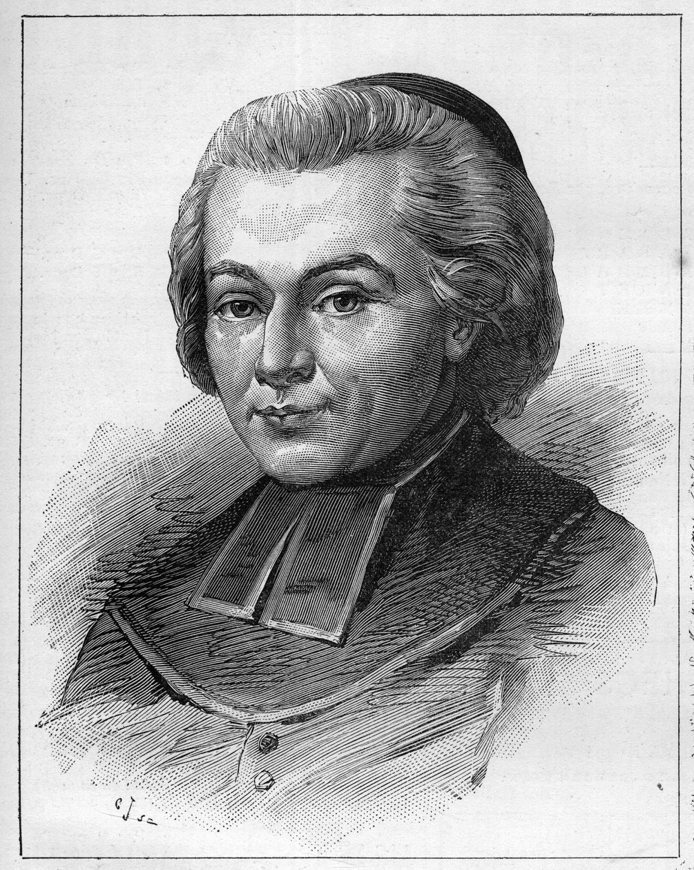 Portræt af Abbe Fabre eller Jean-Baptiste (Jean Baptiste) Fabre (1727-1783), en fransk gejstlig og forfatter. Gravering i "" Le Monde Illustré"" af Unknown artist
