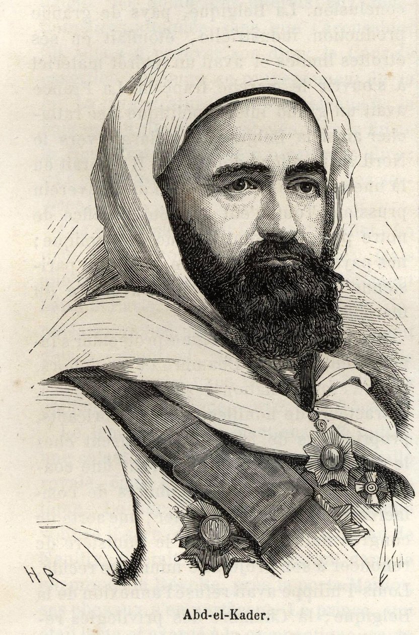 Portræt af Abd - El - Kader (Abd El-Kader) (Abd El Kader) (1807 - 1883). af Unknown artist