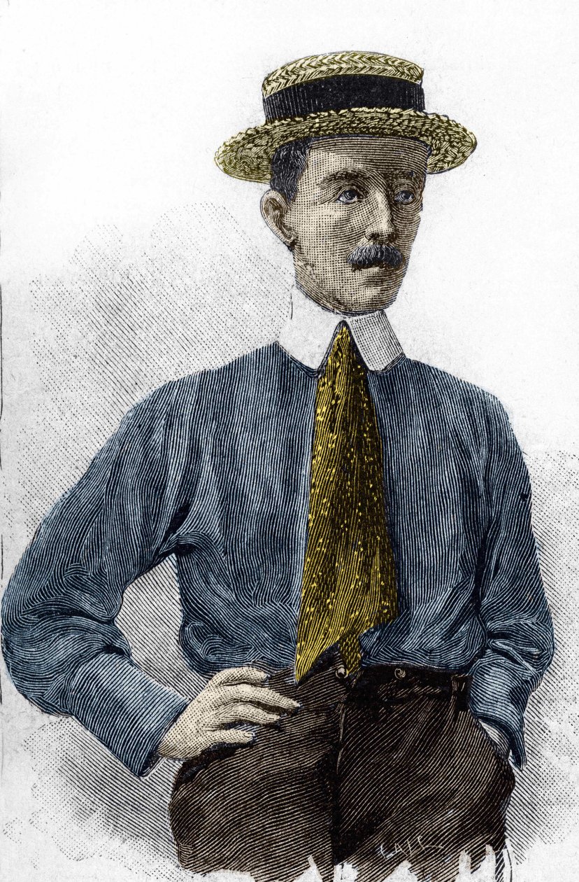 Portræt af Alberto Santos-Dumont (1873-1932), brasiliansk luftfartskunstner. af Unknown artist