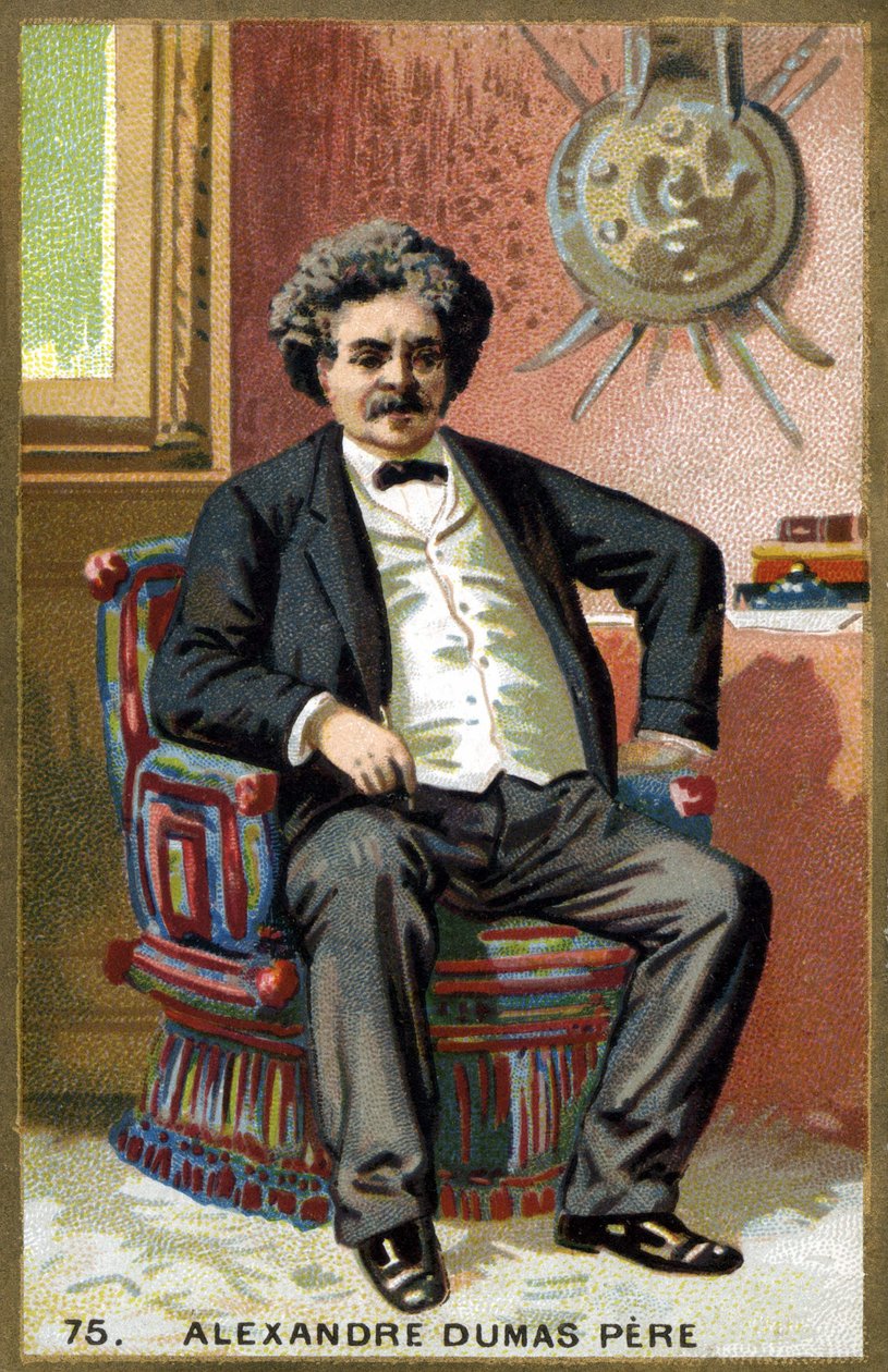Portræt af Alexandre Dumas far (1802 - 1870). Kromolitografi i slutningen af det 19. århundrede. af Unknown artist