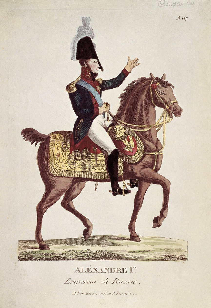 Portræt af Alexandre I (farvet gravering) af Unknown artist