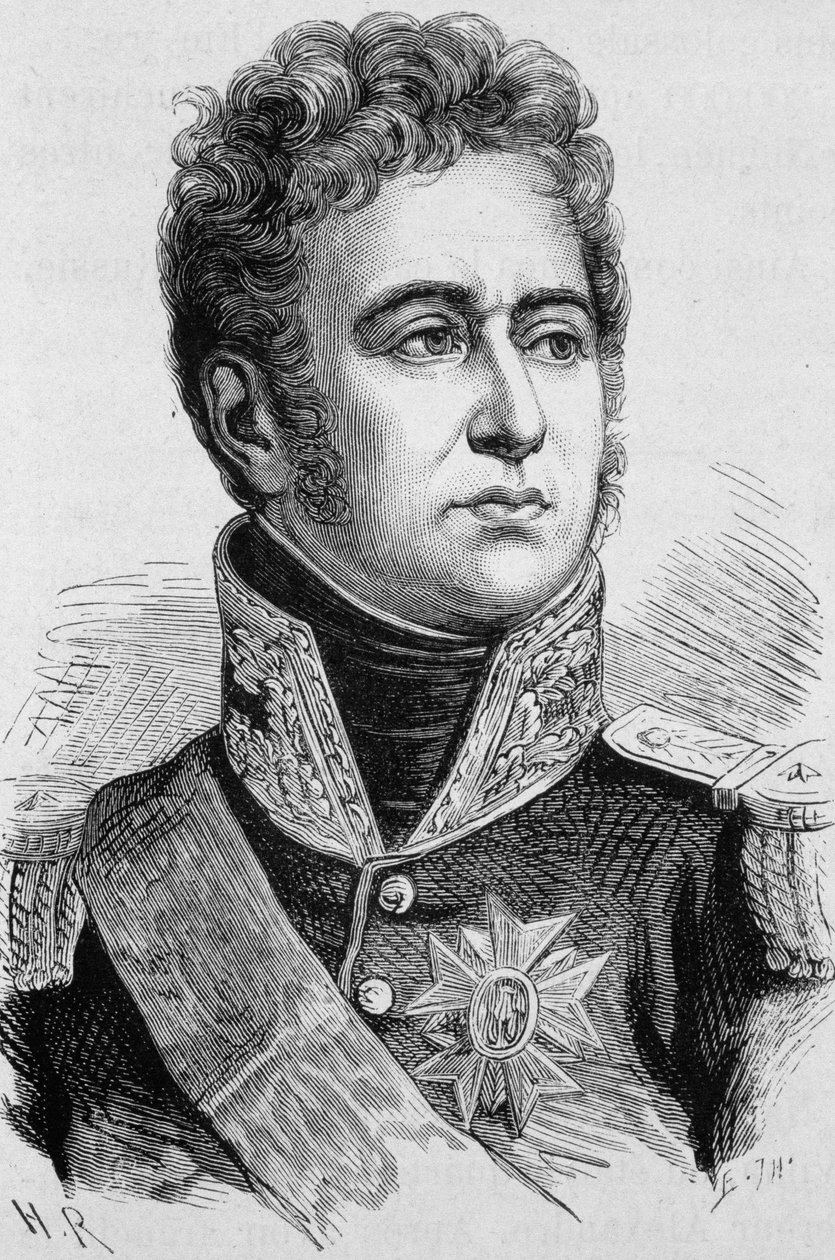 Portræt af Alexandre Law, Marquis de Lauriston (1768 - 1828). Indgravering af slutningen af det 19. århundrede i "Histoire de France"" af H. Martin. af Unknown artist