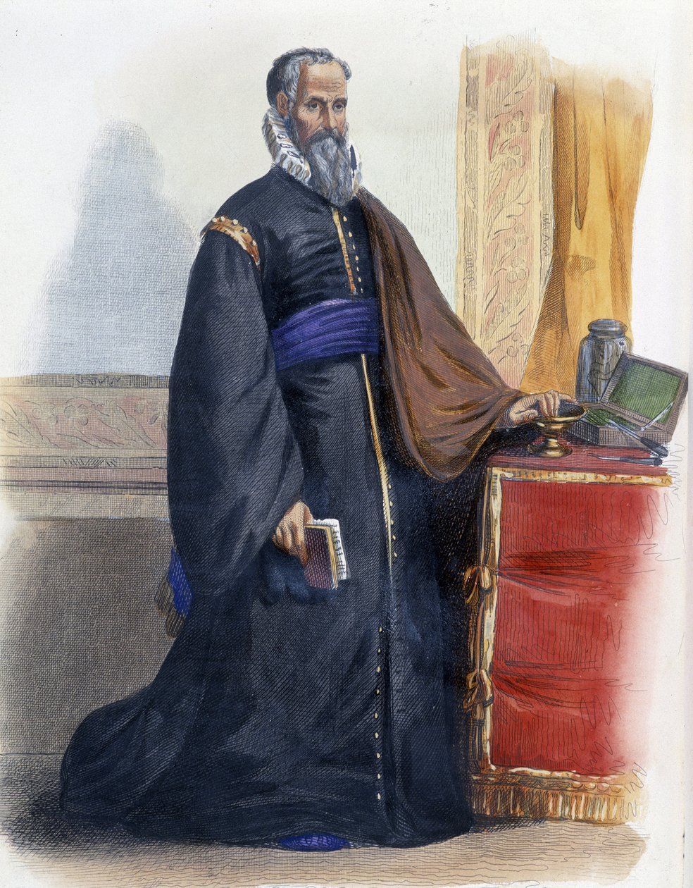 Portræt af Ambroise Paré, fransk læge og kirurg (1509-1590). - i "" Den franske Plutarch"" udg. Mennechet, Paris af Unknown artist