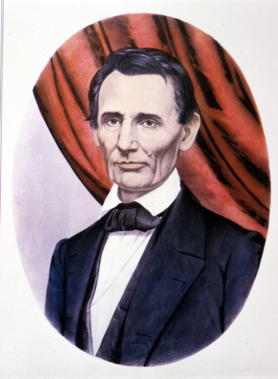 Portræt af den amerikanske præsident Abraham Lincoln (1809 - 1865). af Unknown artist