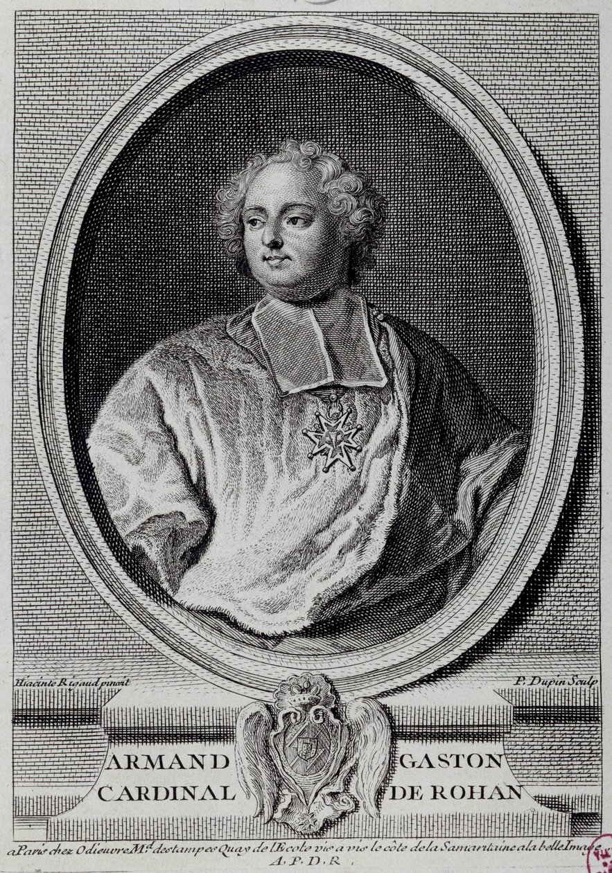 Portræt af Armand Gaston Maximilien, kardinal de Rohan (1674-1749) Indgravering af det 18. århundredes Paris, Musee Carnavalet af Unknown artist