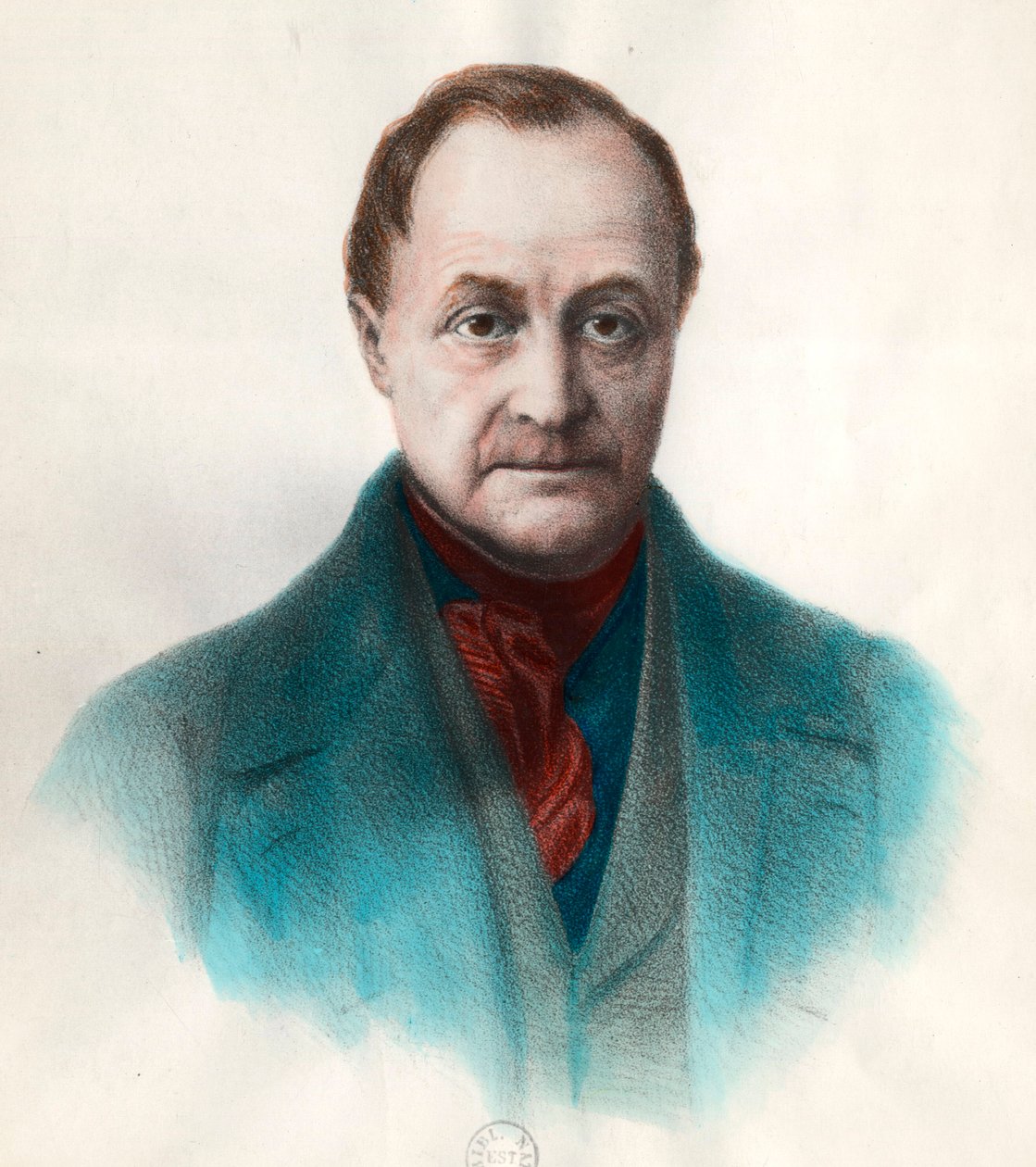 Portræt af Auguste Comte (1798 - 1857), fransk filosof. Indgravering af det 19. århundrede. Privat samling. af Unknown artist