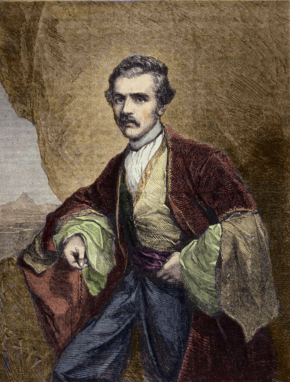 Portræt af Austen Henry Layard (1817-1894), engelsk rejsende og arkæolog. af Unknown artist