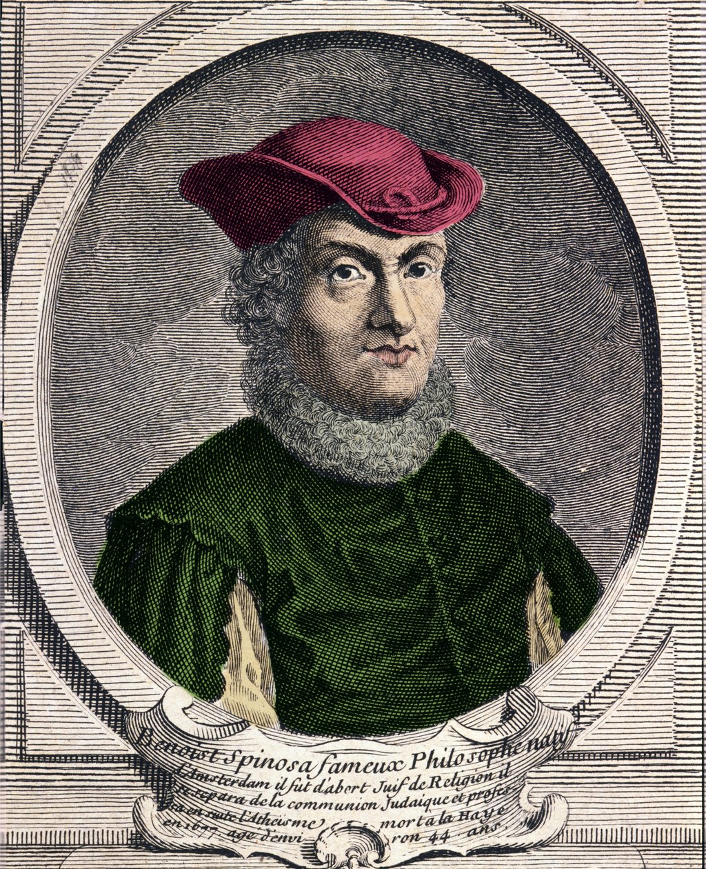 Portræt af Baruch Spinoza (1632-1677), hollandsk filosof. Også kendt som Bento de Espinosa eller Benedictus de Spinoza eller Benoit de Spinoza. Indgravering af det 18. århundrede af Unknown artist