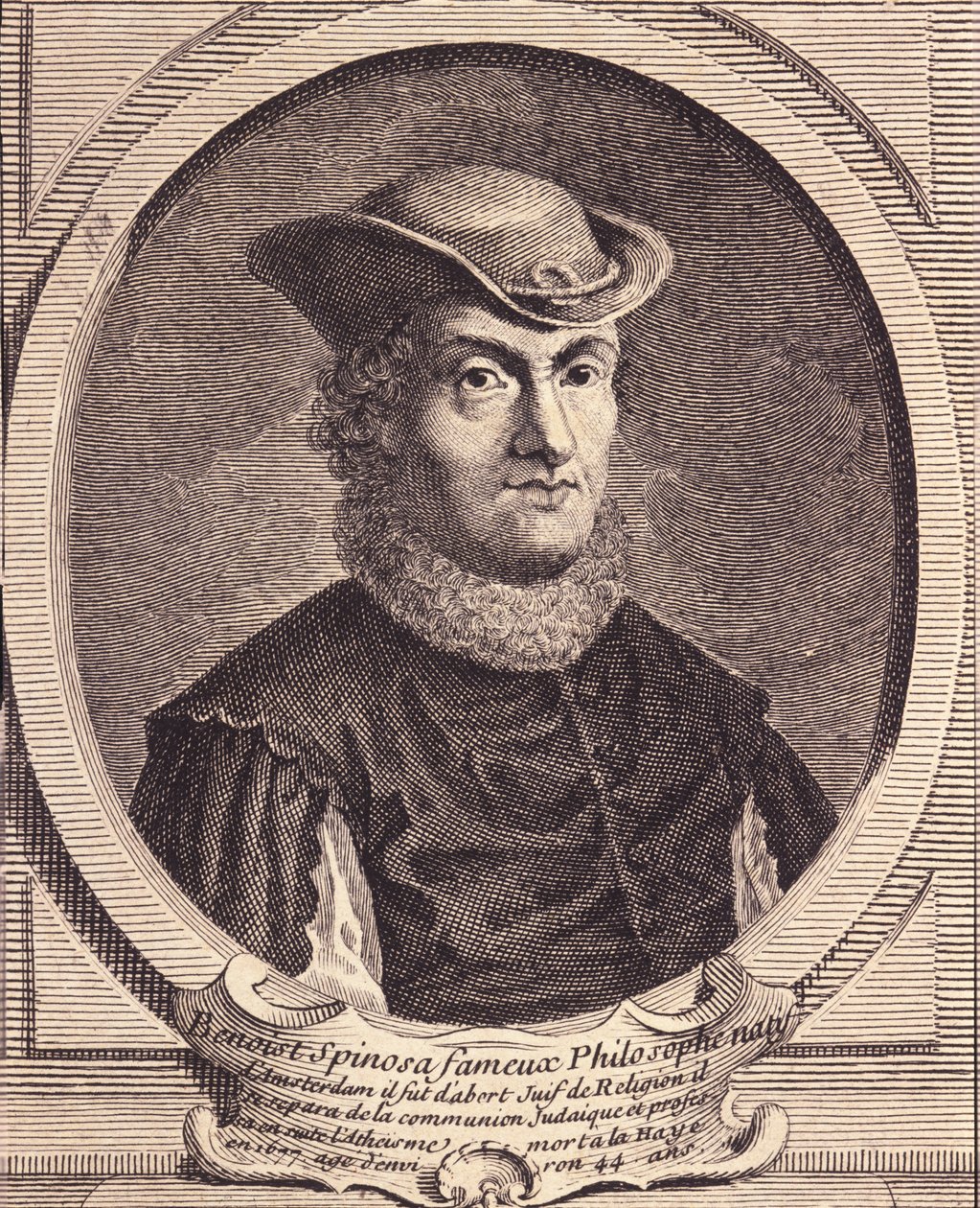 Portræt af Baruch Spinoza (1632-1677), hollandsk filosof, også kendt som Bento de Espinosa eller Benedictus de Spinoza eller Benoit de Spinoza. Indgravering af det 18. århundrede. af Unknown artist