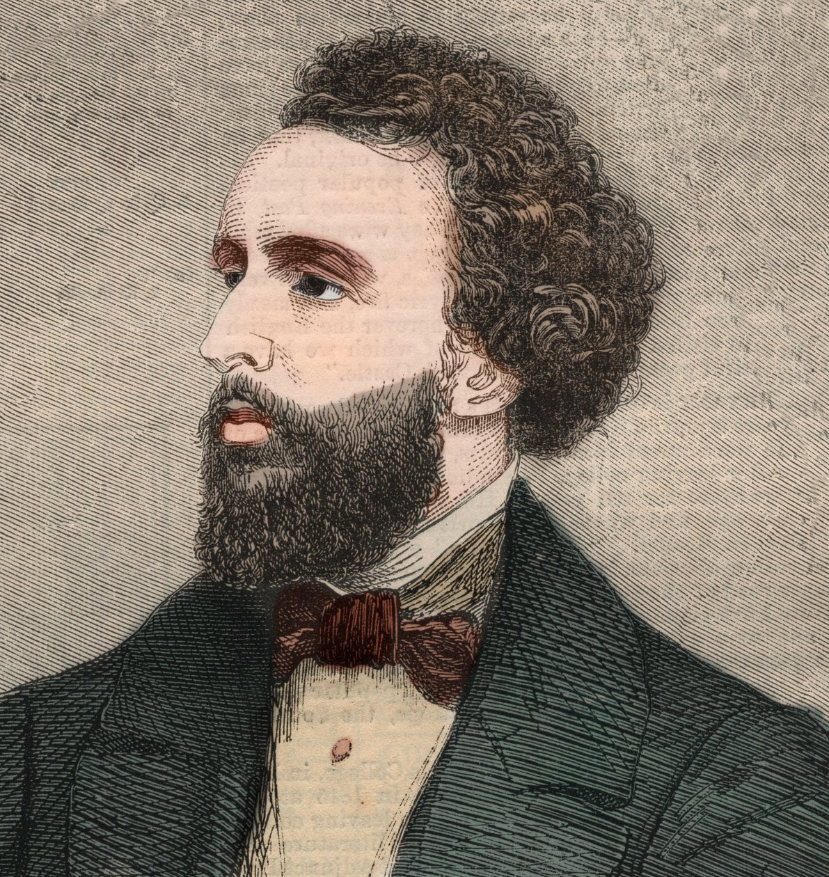 Portræt af Bayard Taylor (1825-1878), amerikansk digter. Indgravering i "" The illustrated London News "" af 23. januar 1858. af Unknown artist