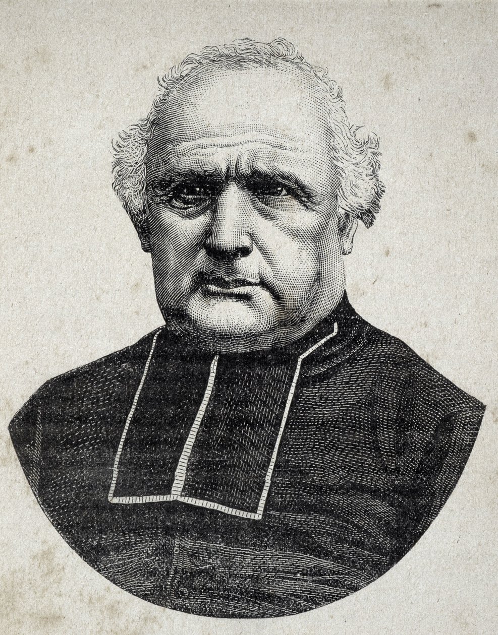 Portræt af biskop Peyramale, præst i Lourdes (1811 - 1877) - i "" Les Contemporains"", n.d. slutningen af det 19. århundrede. af Unknown artist