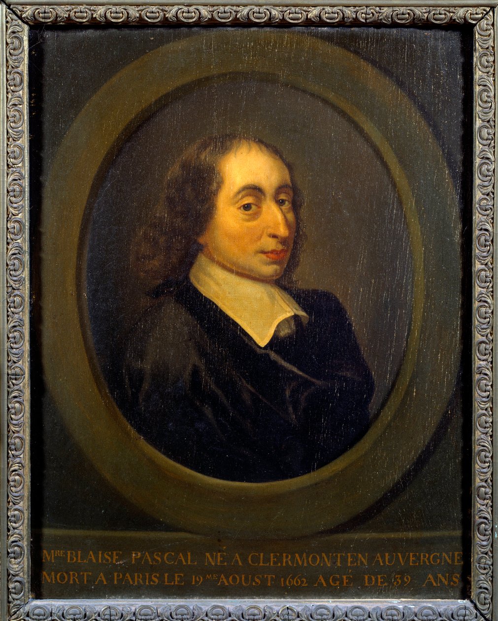 Portræt af Blaise Pascal (1623-1662), fransk fysiker, matematiker og forfatter. Anonymt maleri. Port Royal, Musee Des Granges af Unknown artist
