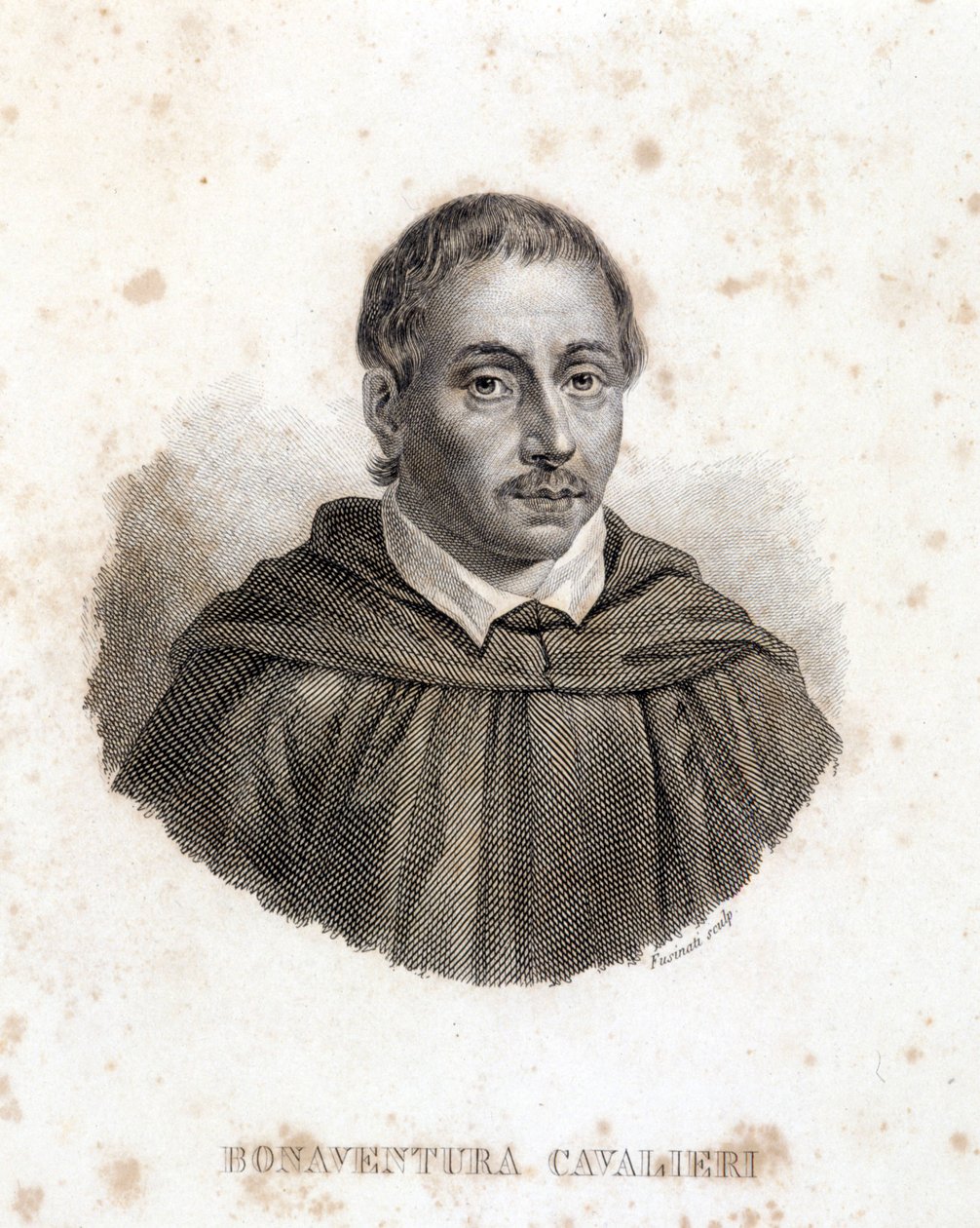 Portræt af Bonaventura Cavalieri. 1800-tals gravering. af Unknown artist