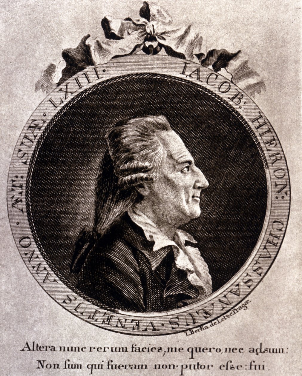 Portræt af Casanova (1725 - 1798) - portræt i frontispice, i Historien om min flugt fra fængslerne i Republikken Venedig, skrevet i Dux en Bohemia af Unknown artist