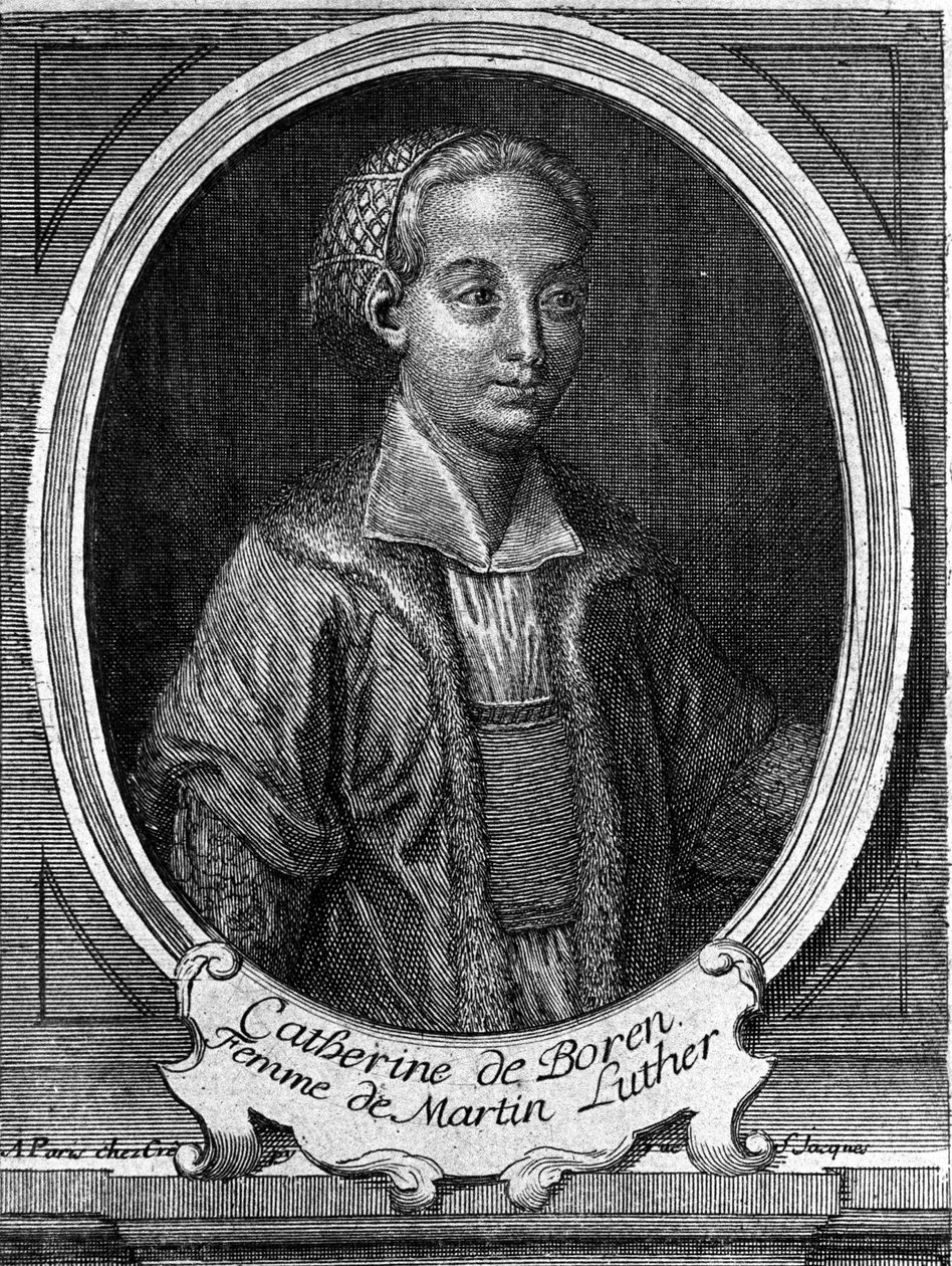Portræt af Catherine de Bore (Katharina von Bora) (1499-1552), hustru til Martin Luther. Indgravering af det 18. århundrede. af Unknown artist