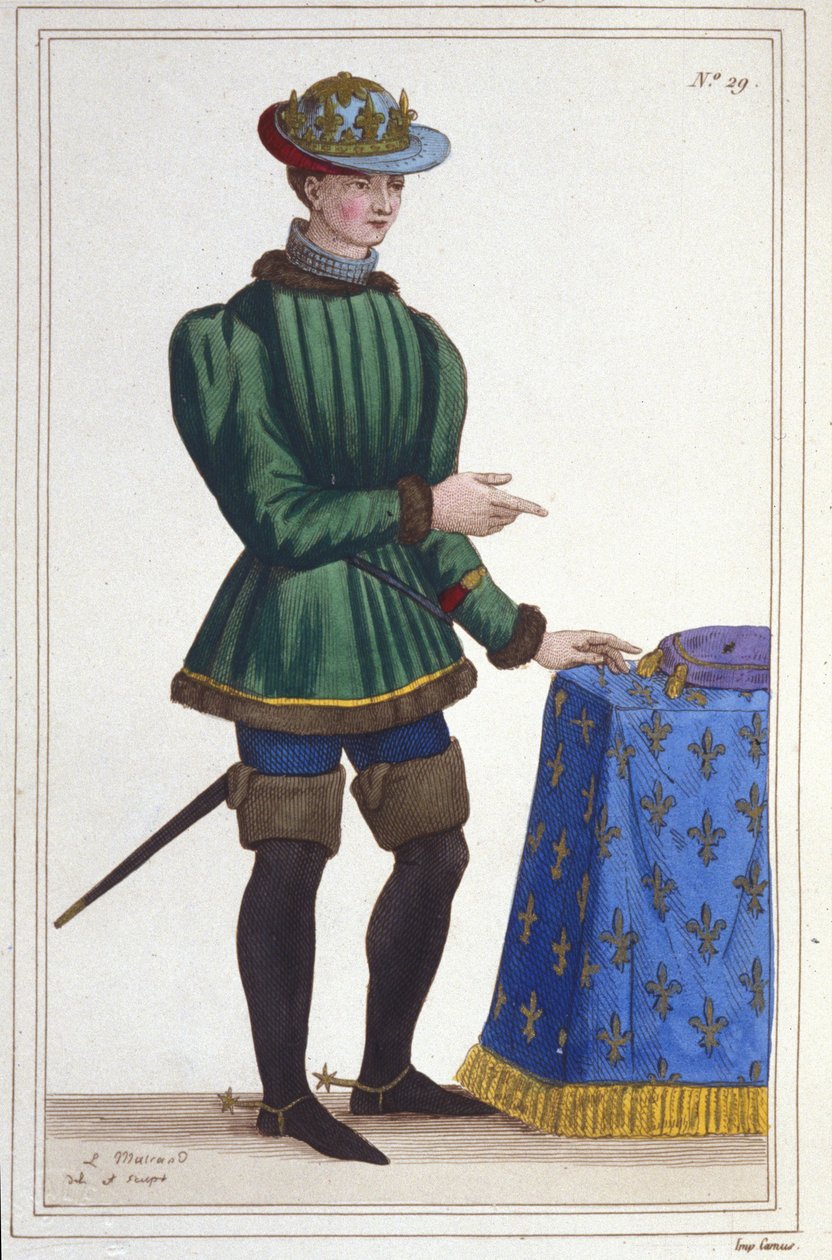 Portræt af Charles VII (1403 - 1461), konge af Frankrig, gravering af 1830 af Unknown artist